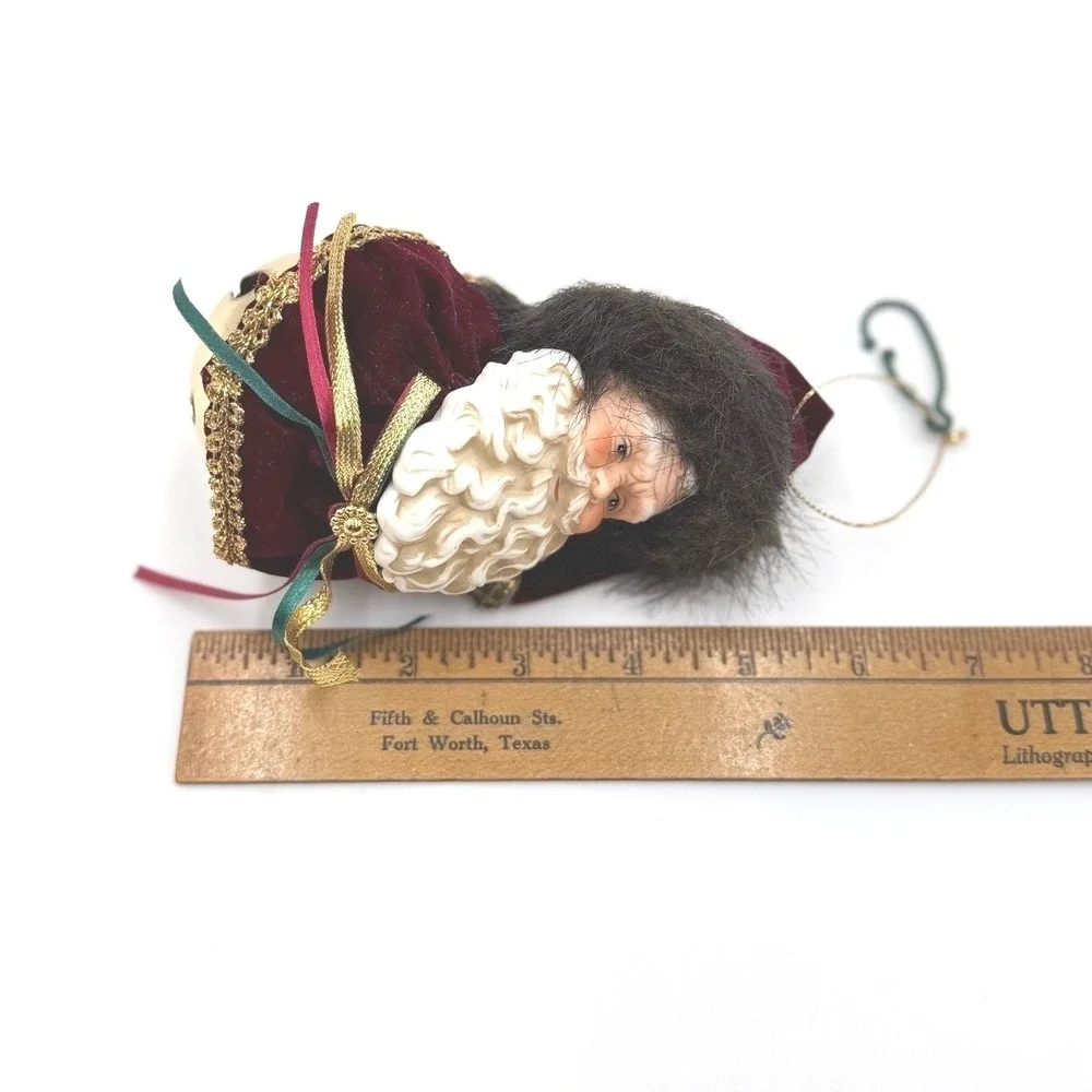 Vintage Santa Claus Christmas Ornament Bell Red Velvet Hanging Decoration‎